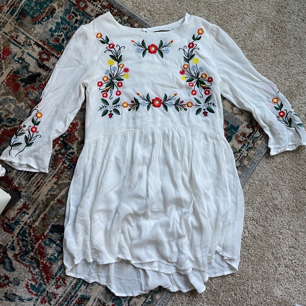 White Floral Mini Dress
